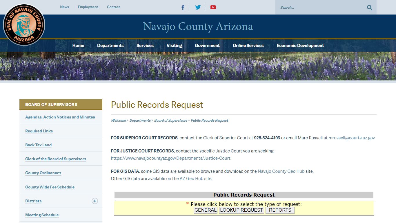 Public Records Request | Navajo County Arizona | Board of ...