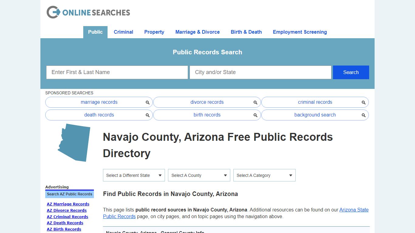 Navajo County, Arizona Public Records Directory