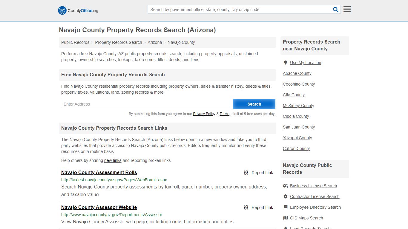 Property Records Search - Navajo County, AZ (Assessments ...
